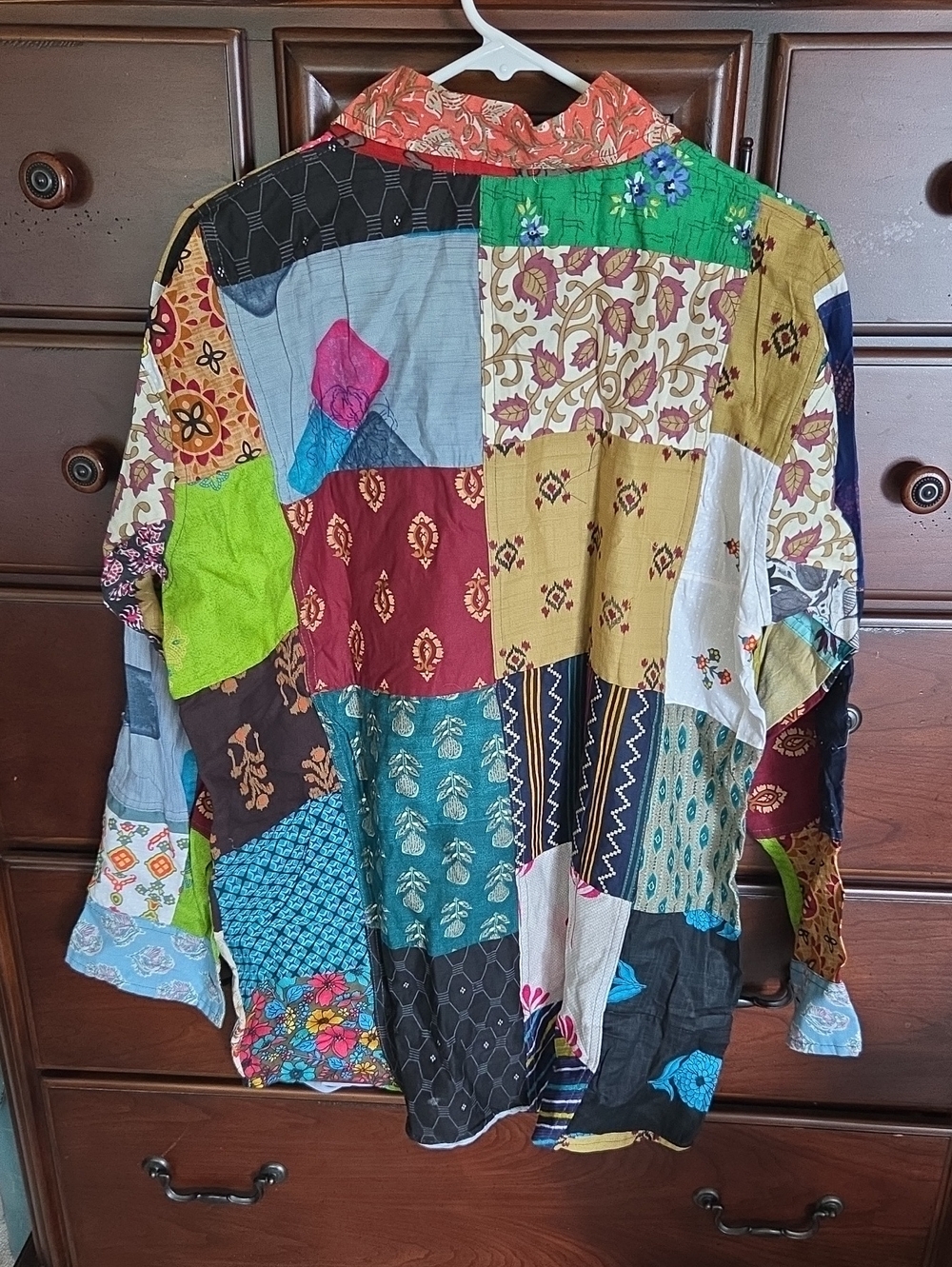 NWT, Colorful Patchwork Button-Up Shirt By White Waves, Sz. L - Picture 7 of 7